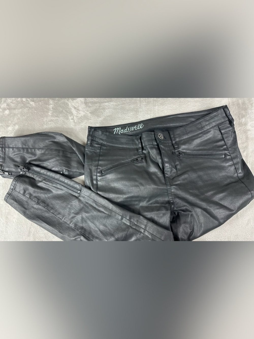 Madewell Coated Moto Skinny Jeans in Black